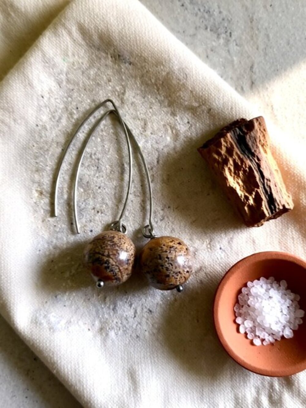 Minimalist Rustic Impactful! Massive Picture Jasper Globes! Sexy Dangle Earrings